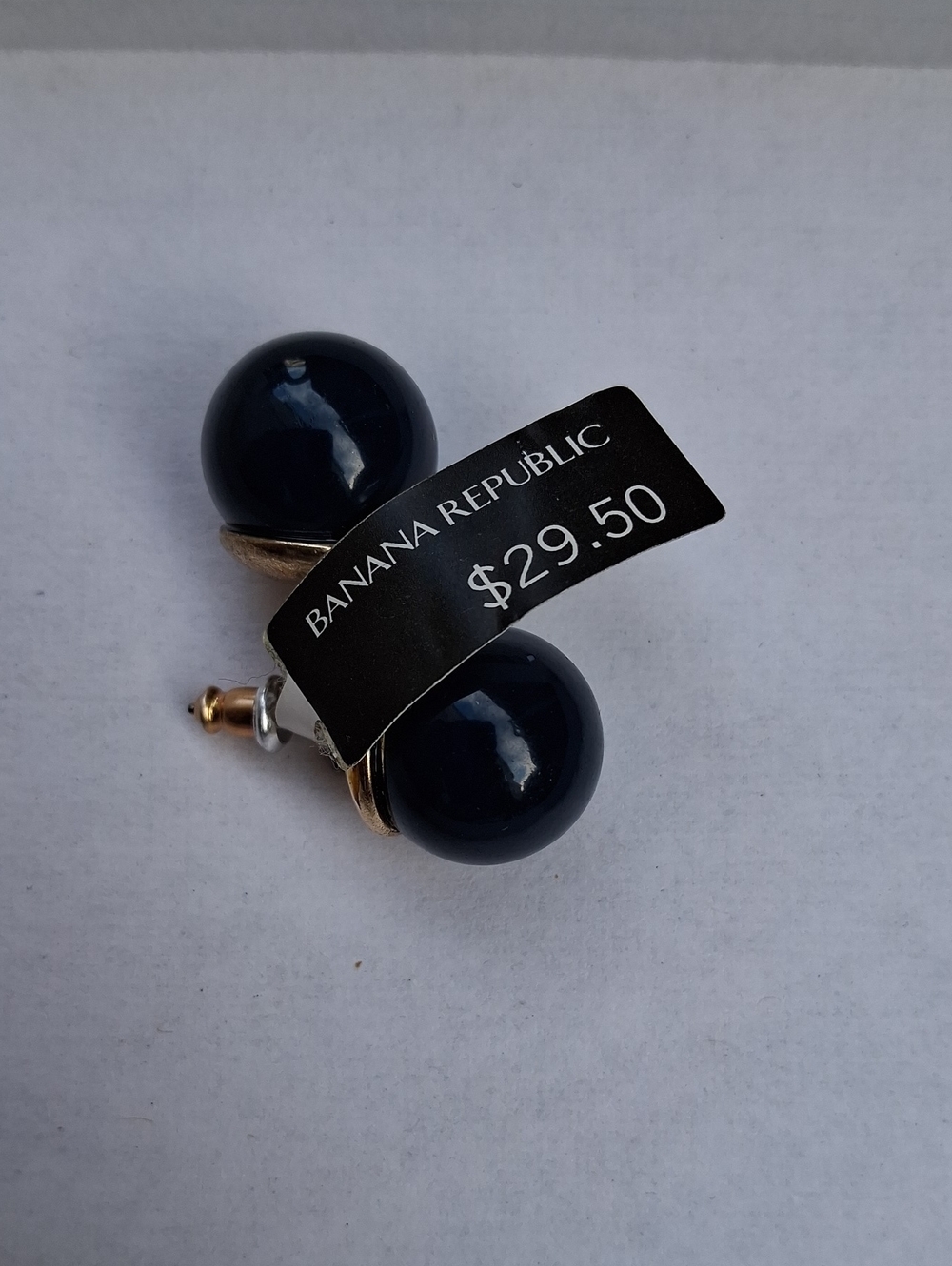 Banana Republic Navy Double Ball Stud Earrings with Gold Accents